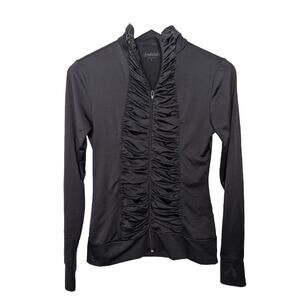 Vintage Y2K Fredericks Of Hollywood Full Zip Ruffle‎ Top Fitted Goth Whimsigoth